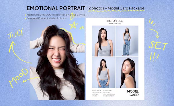 【JULY MOOD】 : ถ่ายภาพโปรไฟล์สื่ออารมณ์ 2 ภาพ + โมเดลการ์ดสไตล์คุณ